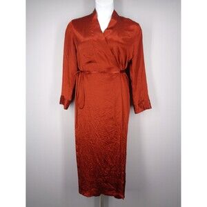 Zara Crinkled Satin Effect Wrap Dress Size Large